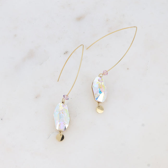 Boucles pendantes - ornées de cristaux de Swarovski® (18x9,5mm) et pampille ronde