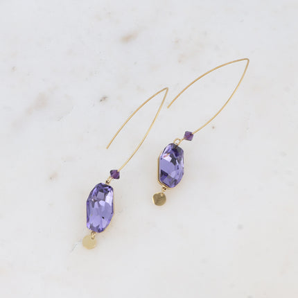 Boucles pendantes - ornées de cristaux de Swarovski® (18x9,5mm) et pampille ronde