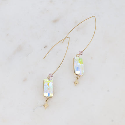Boucles pendantes Brighid - cristal 4524 (16x8mm) et pampille étoilée