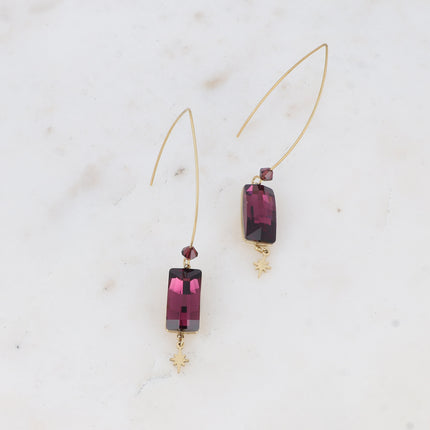 Boucles pendantes Brighid - cristal 4524 (16x8mm) et pampille étoilée