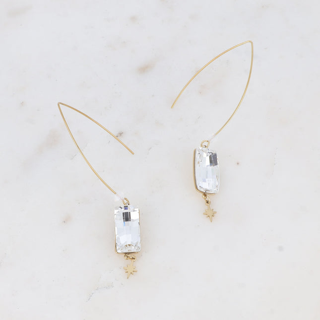 Boucles pendantes Brighid - cristal 4524 (16x8mm) et pampille étoilée