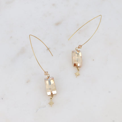 Boucles pendantes Brighid - cristal 4524 (16x8mm) et pampille étoilée