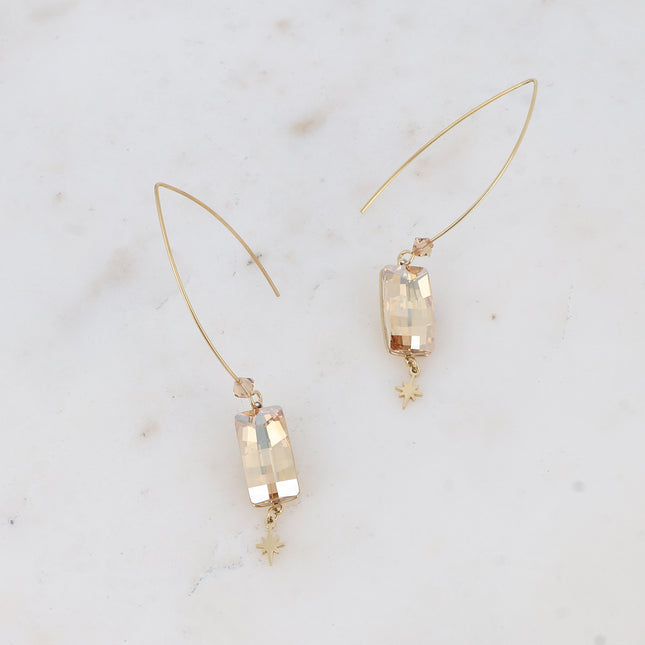 Boucles pendantes Brighid - cristal 4524 (16x8mm) et pampille étoilée