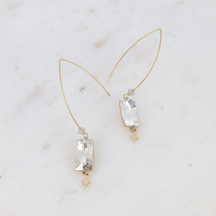 Boucles pendantes Brighid - cristal 4524 (16x8mm) et pampille étoilée