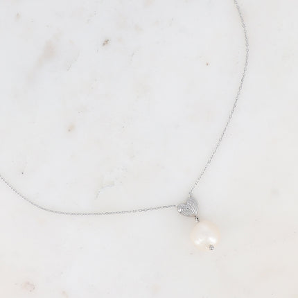 Collier Katalina - coeur texturé et perle d'eau douce