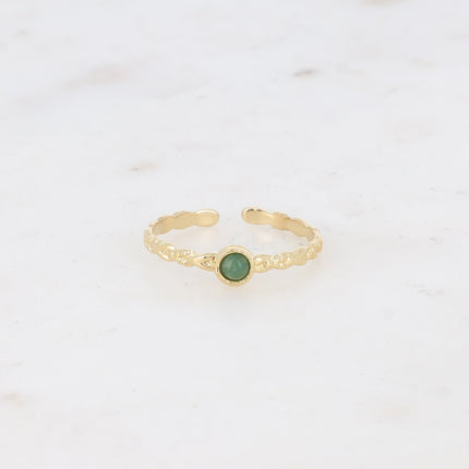 Bague fine Lydia - effet tressé et petite pierre naturelle