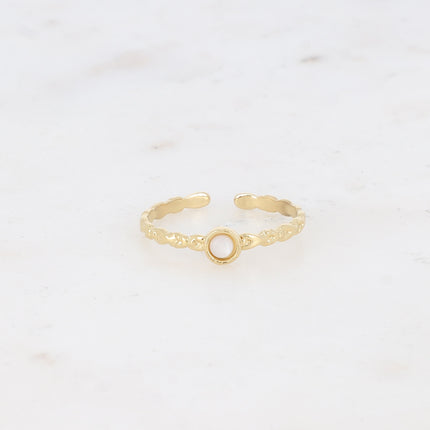 Bague fine Lydia - effet tressé et petite pierre naturelle