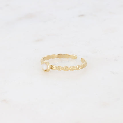 Bague fine Lydia - effet tressé et petite pierre naturelle