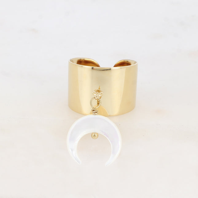 Bague Camélia - lune nacrée