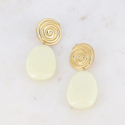Lamya drop earrings - snail piece and colored acetate