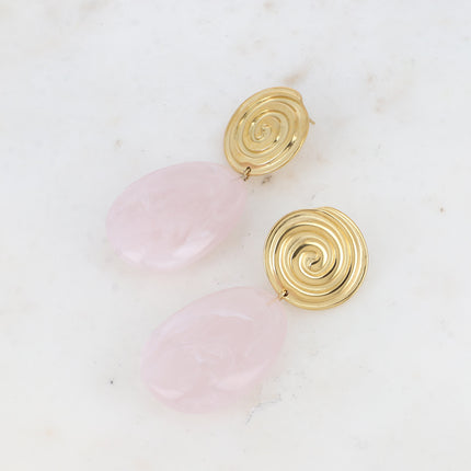 Lamya drop earrings - snail piece and colored acetate