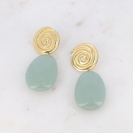 Lamya drop earrings - snail piece and colored acetate