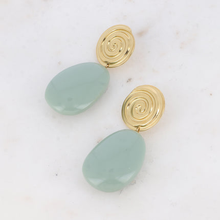 Lamya drop earrings - snail piece and colored acetate