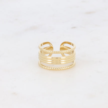 Bague Daren - 3 rangs, torsadés et 3 anneaux lisses
