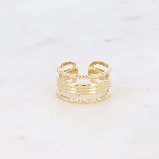 Bague Daren - 3 rangs, torsadés et 3 anneaux lisses