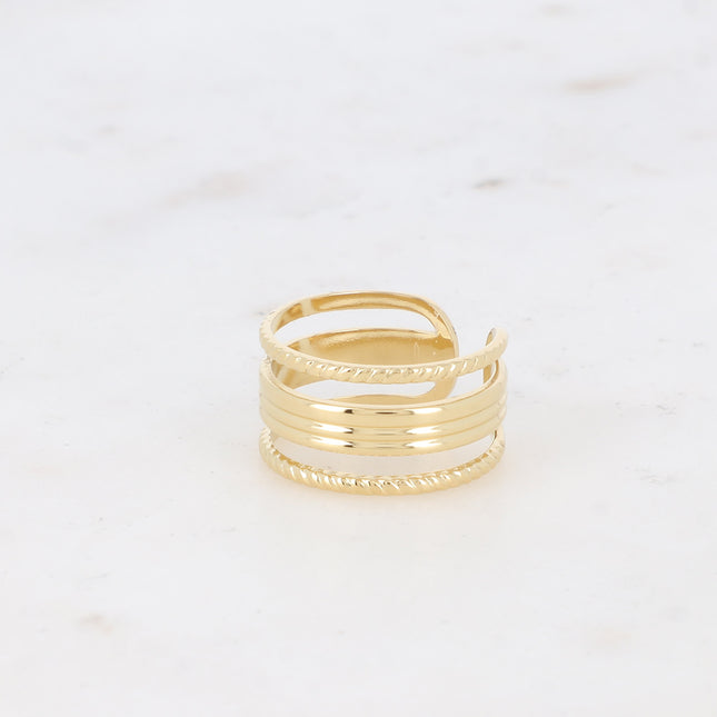 Bague Daren - 3 rangs, torsadés et 3 anneaux lisses