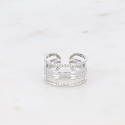 Bague Daren - 3 rangs, torsadés et 3 anneaux lisses