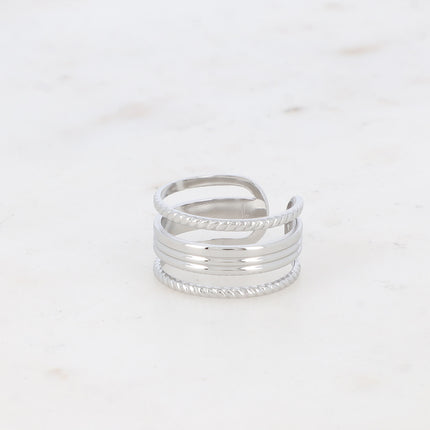 Bague Daren - 3 rangs, torsadés et 3 anneaux lisses