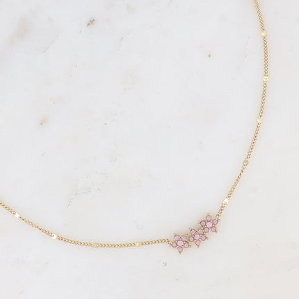 Collier - 3 fleurs avec oxydes de zirconium