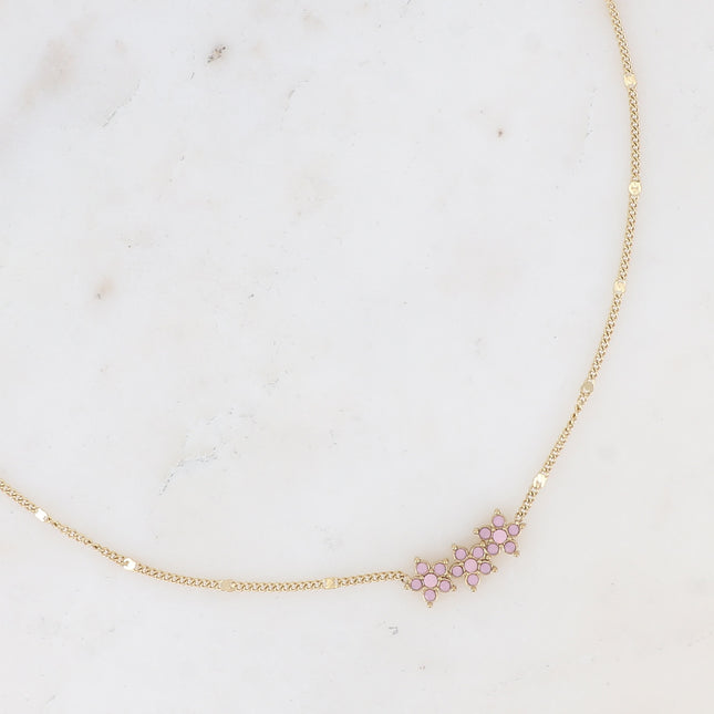 Collier - 3 fleurs avec oxydes de zirconium