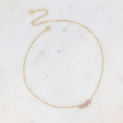 Collier - 3 fleurs avec oxydes de zirconium