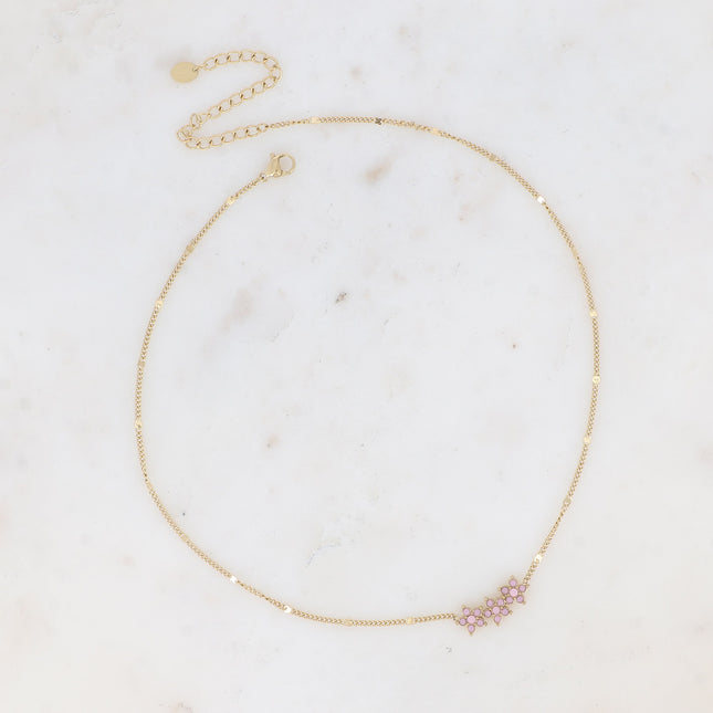 Collier - 3 fleurs avec oxydes de zirconium