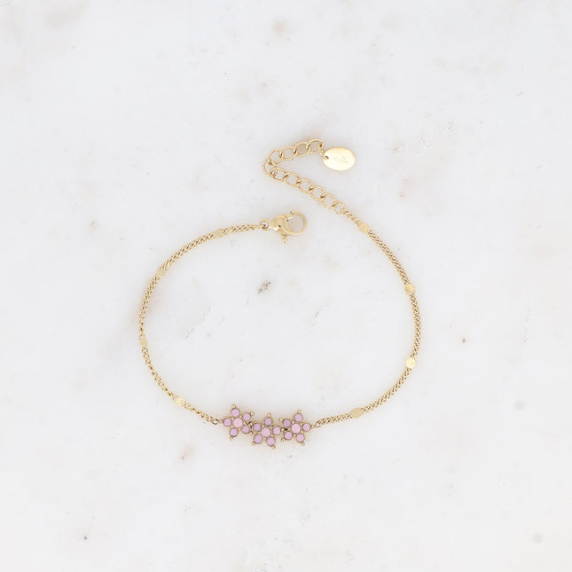 Bracelet - 3 fleurs avec oxydes de zirconium