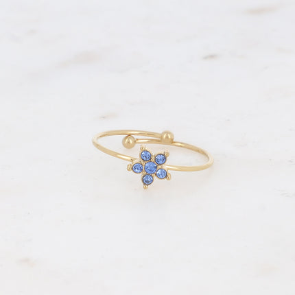 Bague - fleur avec oxydes de zirconium