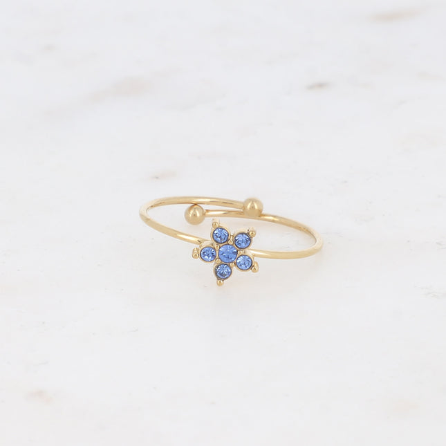 Bague - fleur avec oxydes de zirconium