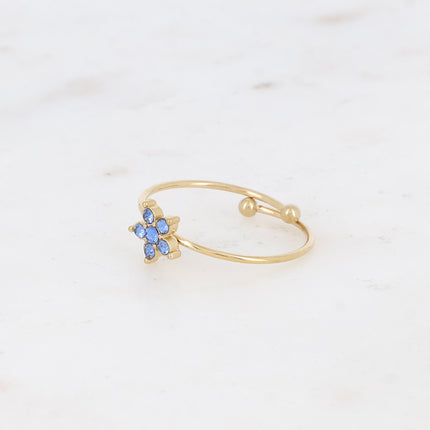 Bague - fleur avec oxydes de zirconium