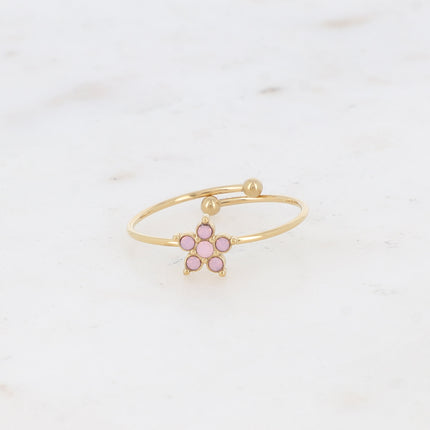 Bague - fleur avec oxydes de zirconium