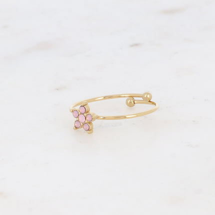 Bague - fleur avec oxydes de zirconium