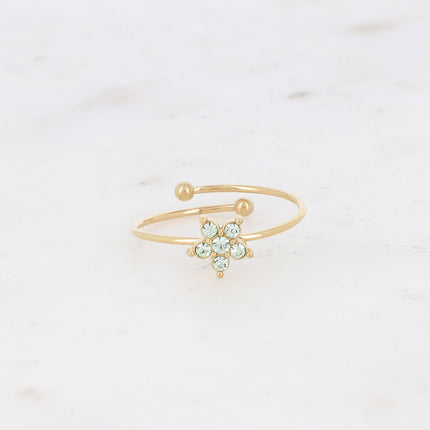 Bague - fleur avec oxydes de zirconium