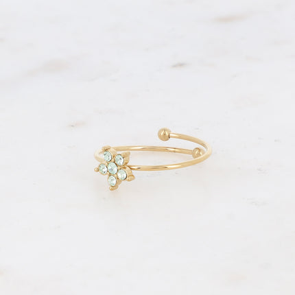 Bague - fleur avec oxydes de zirconium
