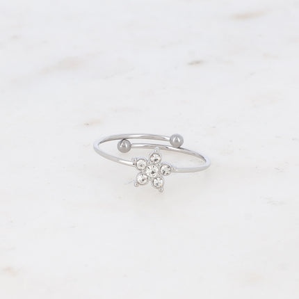 Bague - fleur avec oxydes de zirconium