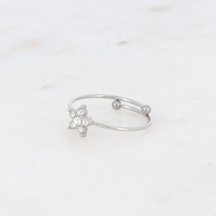 Bague - fleur avec oxydes de zirconium