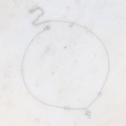 Collier - étoile, oxyde de zirconium et cristal rectangulaire