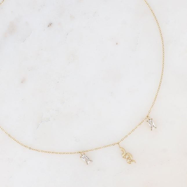 Aglaia necklace - snake and rectangular crystals