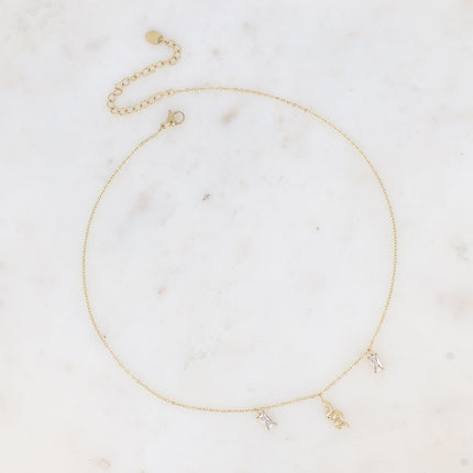 Collier Aglaia - serpent et cristaux rectangulaires