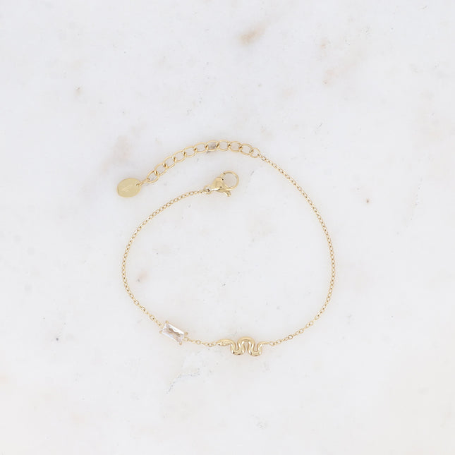 Aglaia Bracelet - Snake and Rectangular Crystal