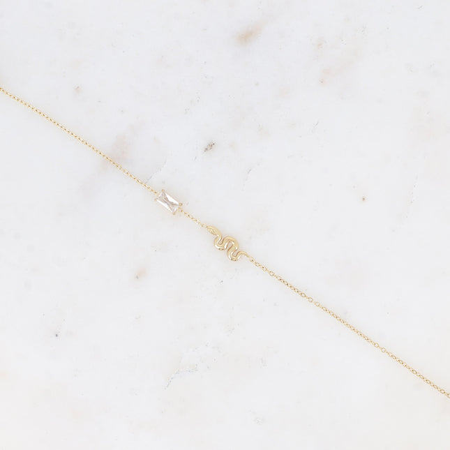 Aglaia Bracelet - Snake and Rectangular Crystal