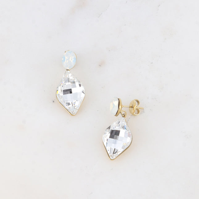 Boucles puces - cristaux Swarovski® ovale et losange