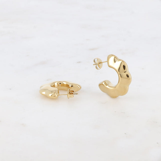 Creole earrings - 25mm flower motif hoop