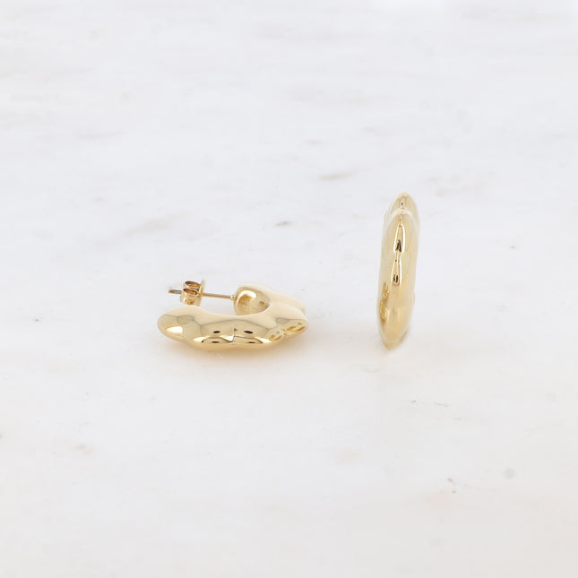Creole earrings - 25mm flower motif hoop