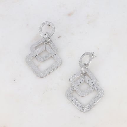 Stud earrings - geometric shapes with a brushed effect