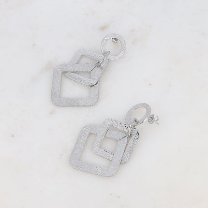 Stud earrings - geometric shapes with a brushed effect