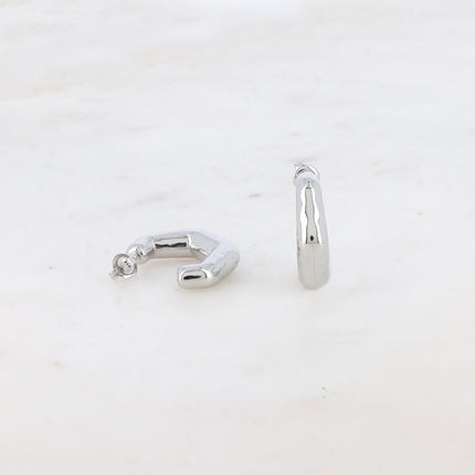 Hoop earrings - hammered hexagon 25mm