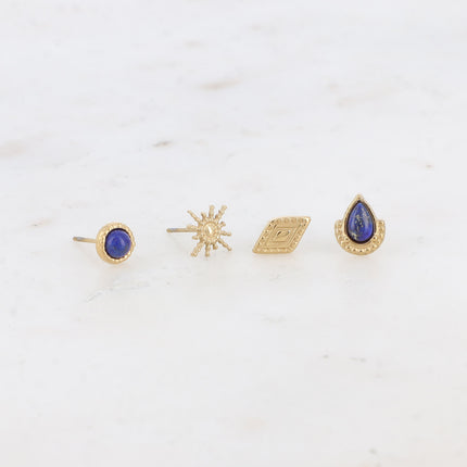 Mini Zinnia Chip Earrings - round, star, textured diamond and drop - natural stone