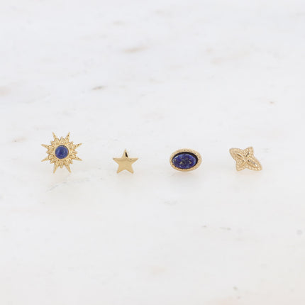 Mini Magnolia Chip Earrings - Oval, Sun, Textured Cross and Star - Natural Stone