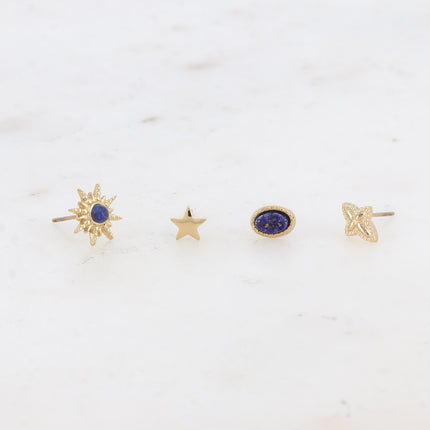 Mini Magnolia Chip Earrings - Oval, Sun, Textured Cross and Star - Natural Stone
